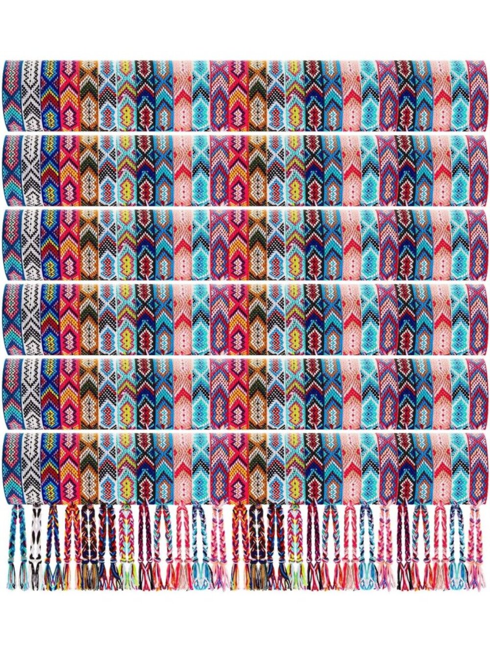100 Adjustable Woven Friendship Bracelets - Colorful Festival Vibe Accessories